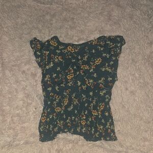 Japna Dark Green Floral Blouse
